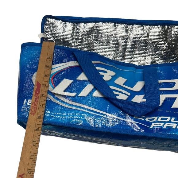 Bud Light Blue Insulated Cooler Tote Bag 18‎ Can Soft Zip Top - Picture 6 of 9